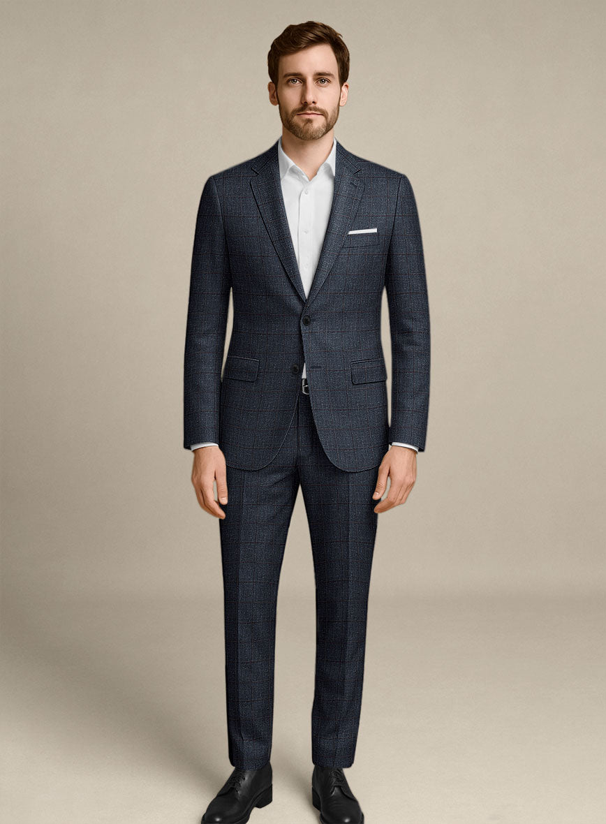 Italian Murano Ili Blue Wool Linen Silk Suit - StudioSuits