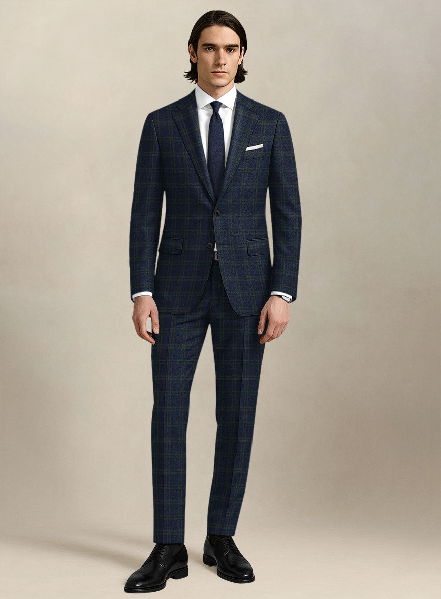 Italian Murano Loni Blue Wool Linen Silk Suit - StudioSuits
