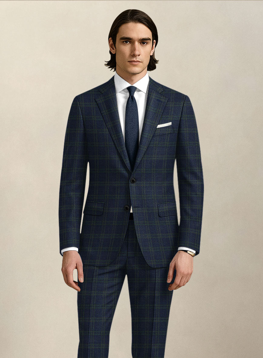 Italian Murano Loni Blue Wool Linen Silk Suit - StudioSuits