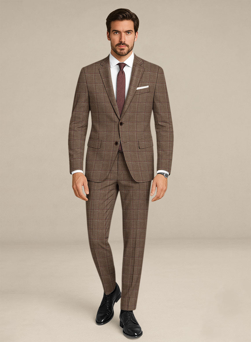 Italian Murano Manole Brown Wool Linen Silk Suit - StudioSuits
