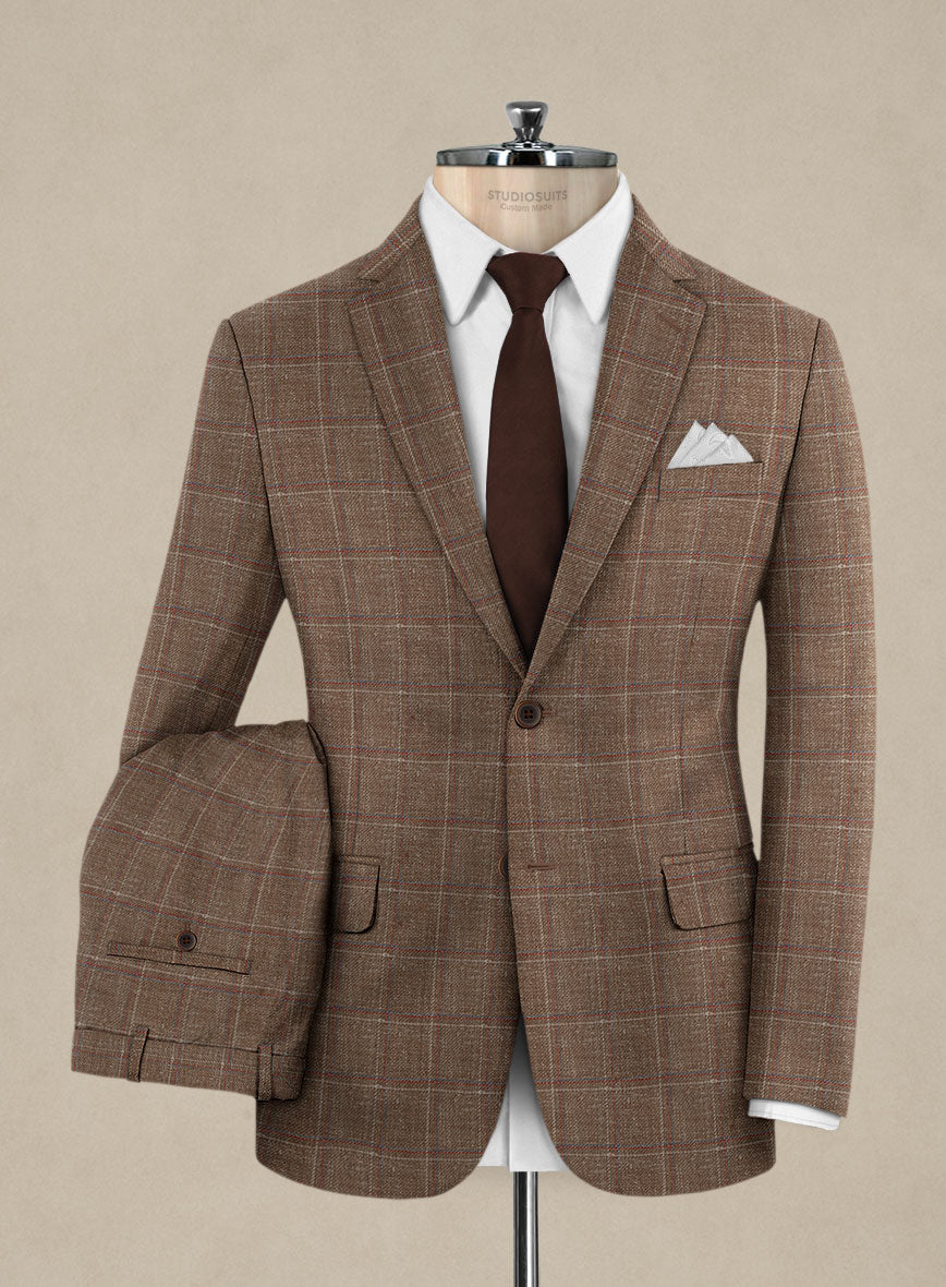 Italian Murano Manole Brown Wool Linen Silk Suit - StudioSuits