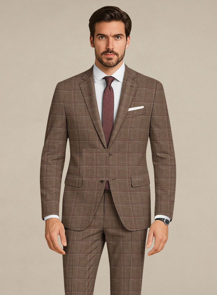Italian Murano Manole Brown Wool Linen Silk Suit - StudioSuits