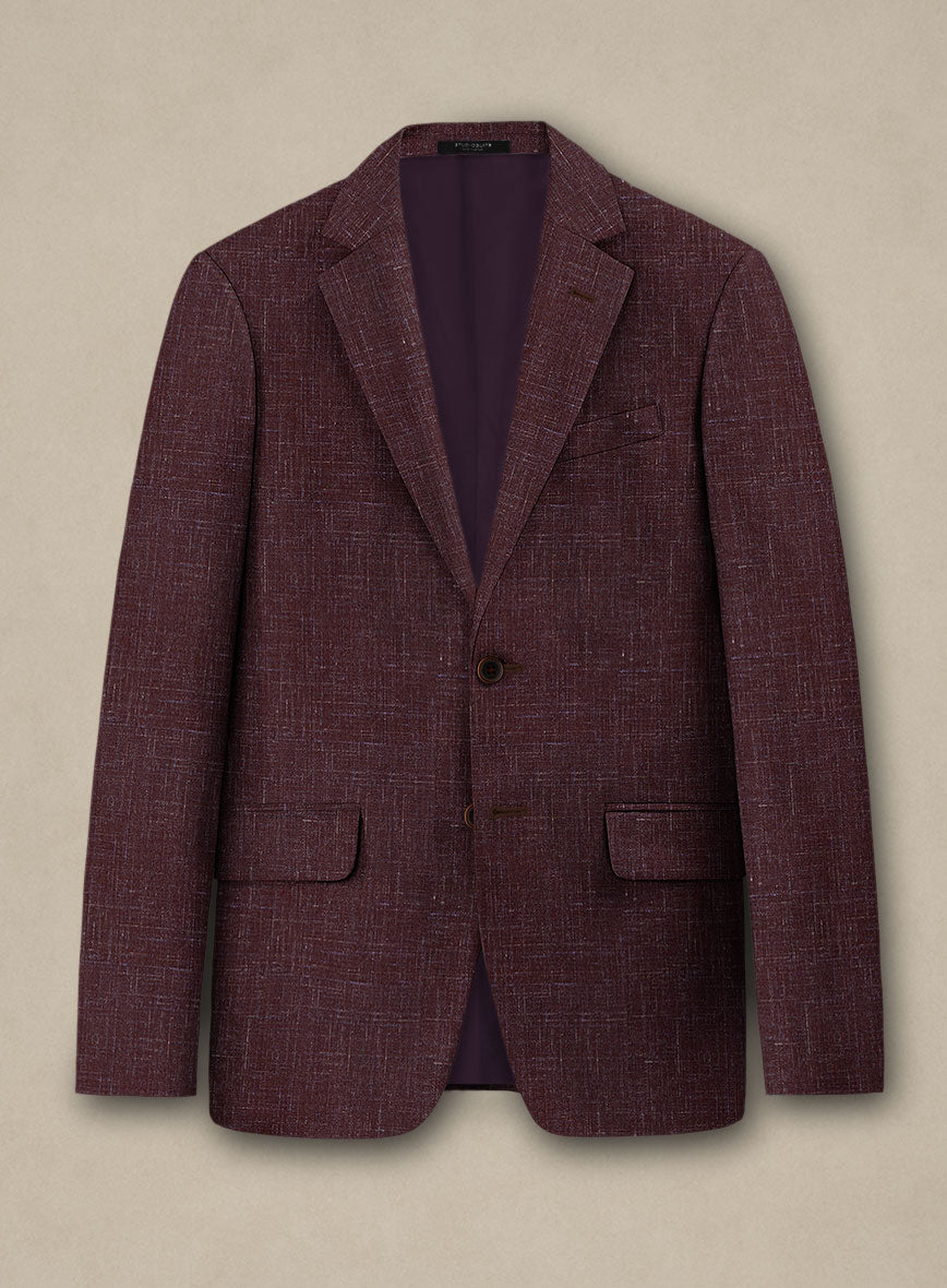 Italian Murano Maroon Wool Linen Jacket - StudioSuits
