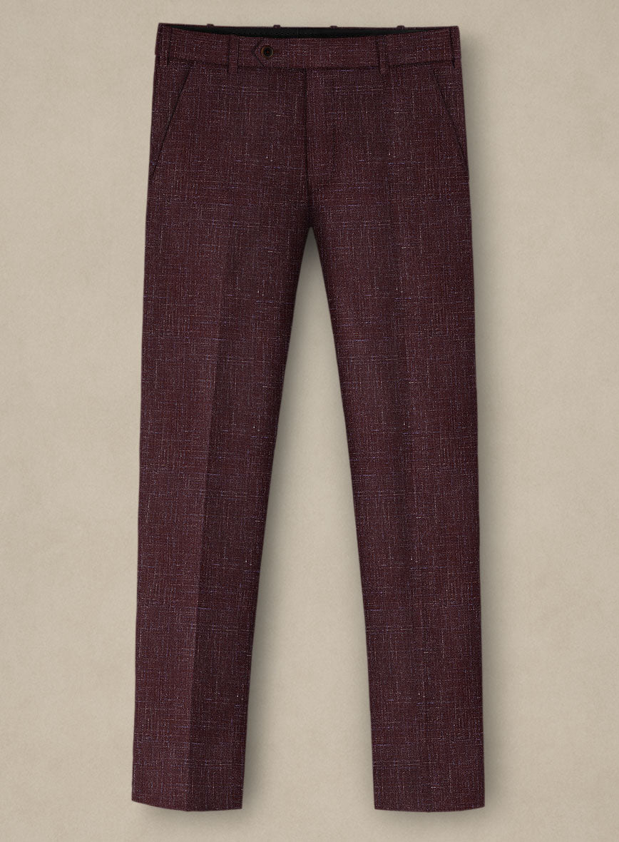 Italian Murano Maroon Wool Linen Pants - StudioSuits