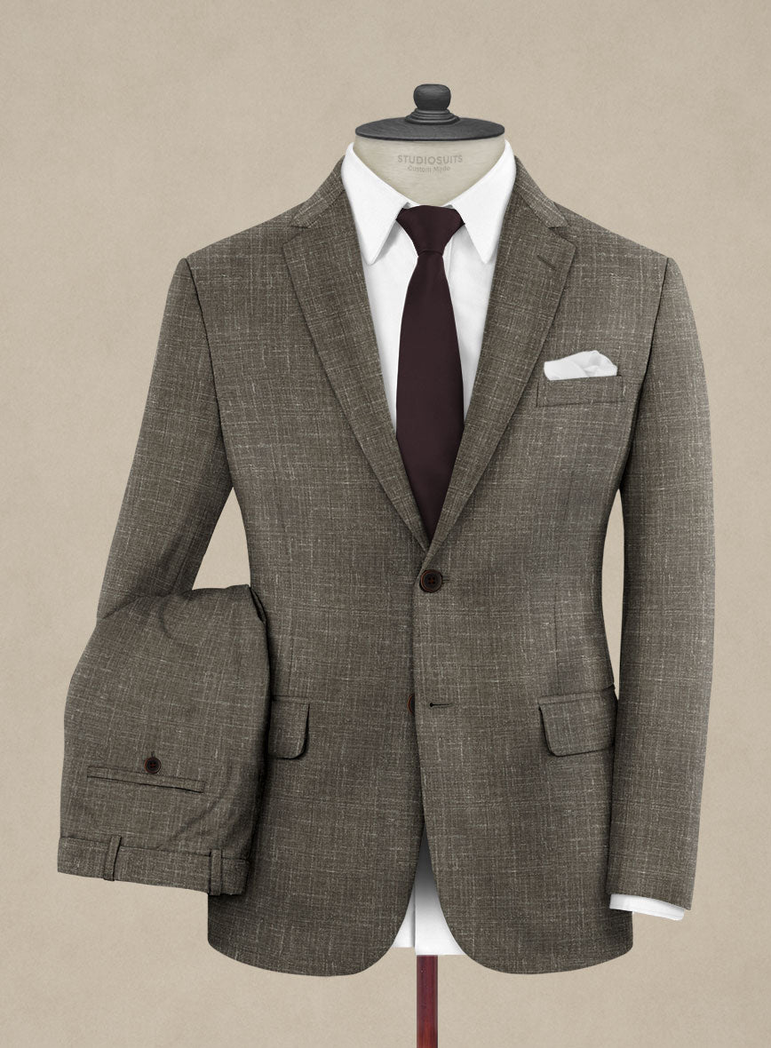Italian Murano Mud Brown Wool Linen Suit - StudioSuits