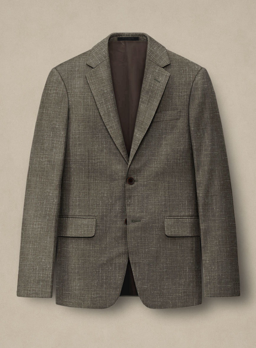 Italian Murano Mud Brown Wool Linen Suit - StudioSuits