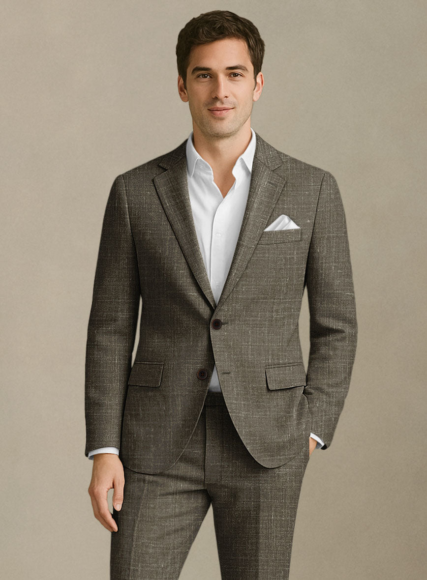 Italian Murano Mud Brown Wool Linen Suit - StudioSuits