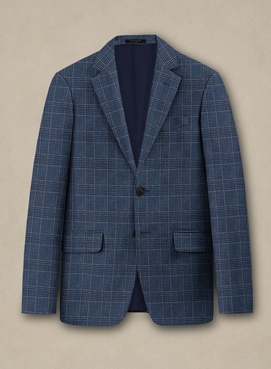 Italian Murano Najela Blue Wool Linen Silk Jacket - StudioSuits