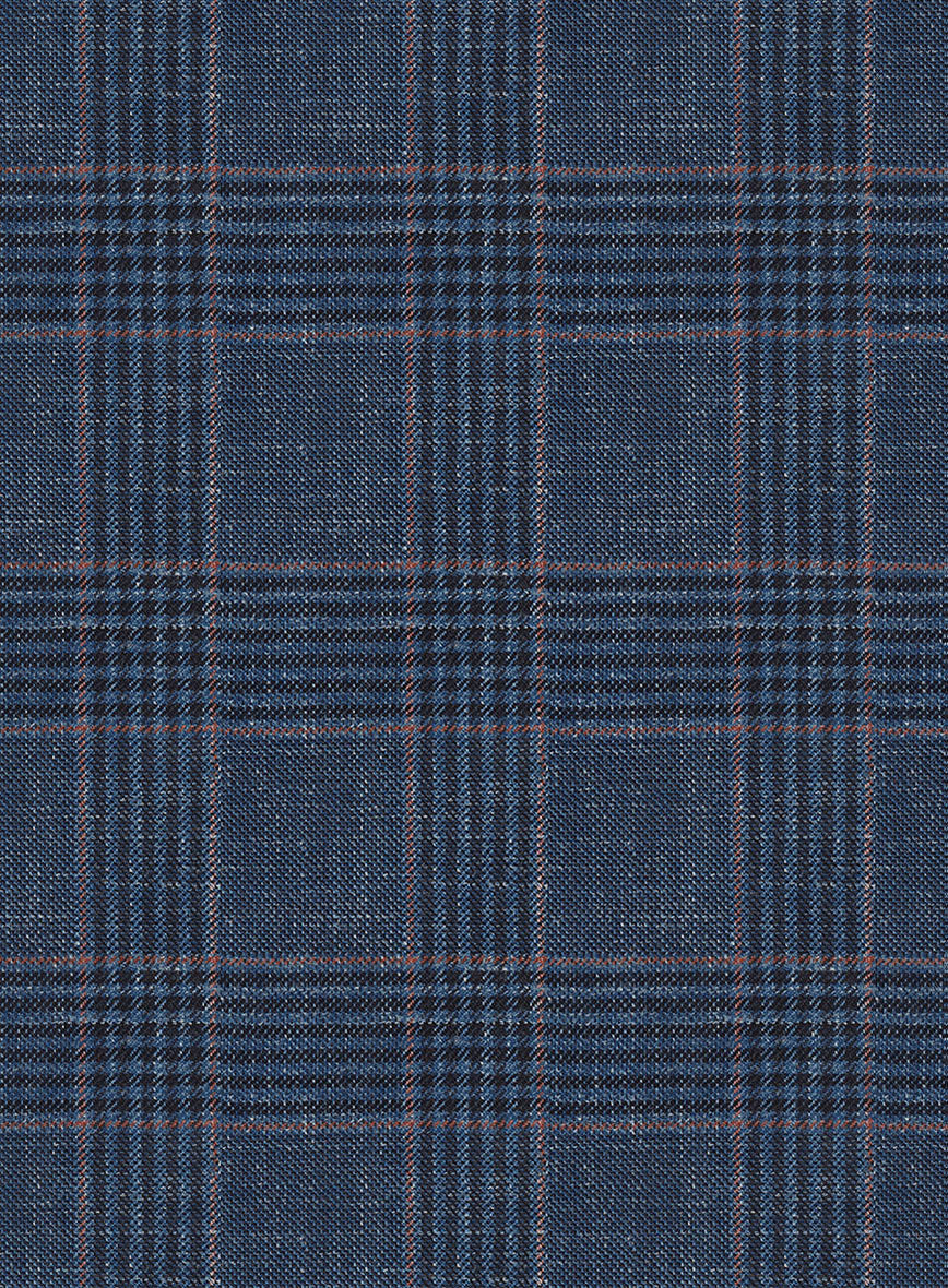 Italian Murano Najela Blue Wool Linen Silk Suit - StudioSuits