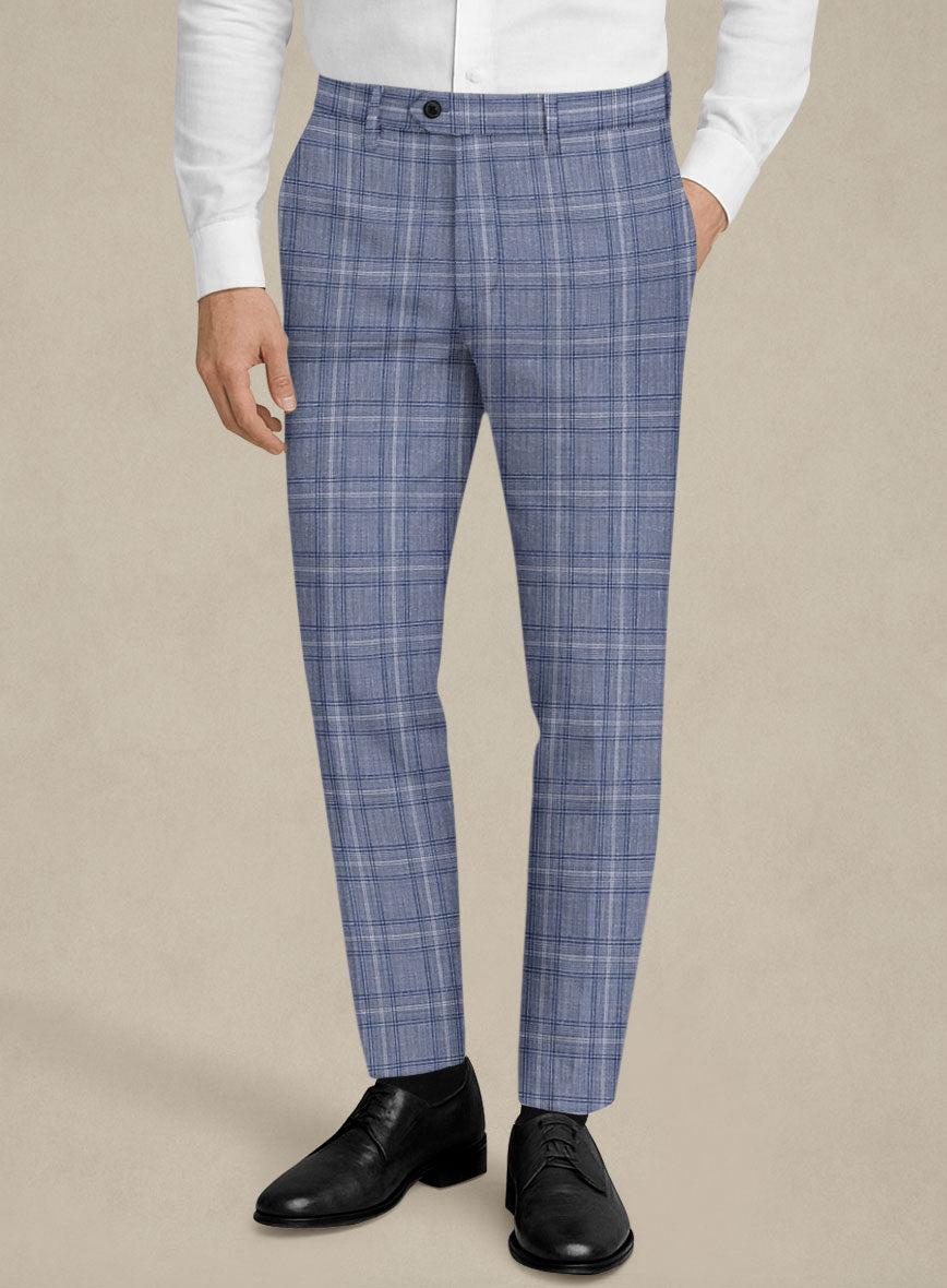 Italian Murano Natino Blue Wool Pants - StudioSuits