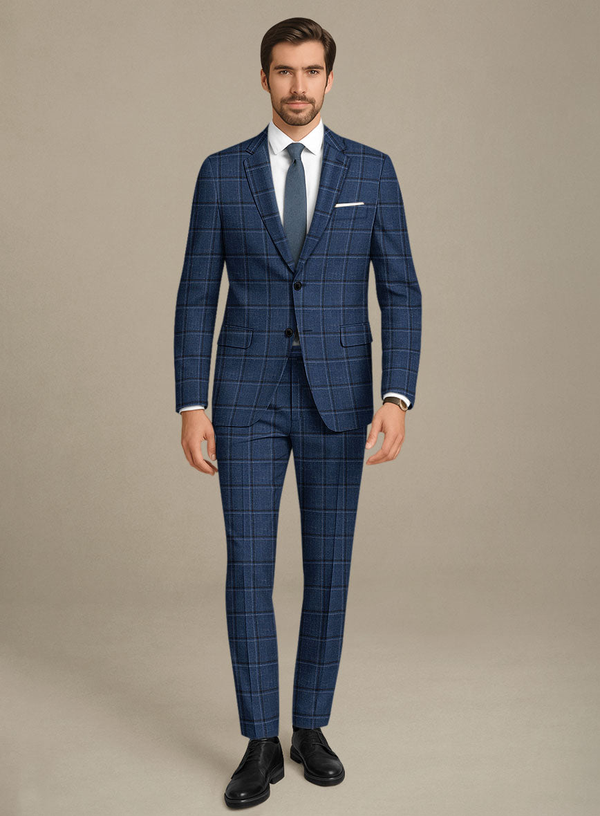 Italian Murano Odi Blue Wool Linen Silk Suit - StudioSuits