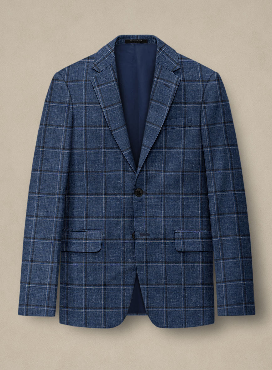 Italian Murano Odi Blue Wool Linen Silk Jacket - StudioSuits