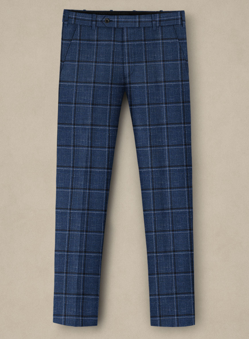 Italian Murano Odi Blue Wool Linen Silk Pants - StudioSuits