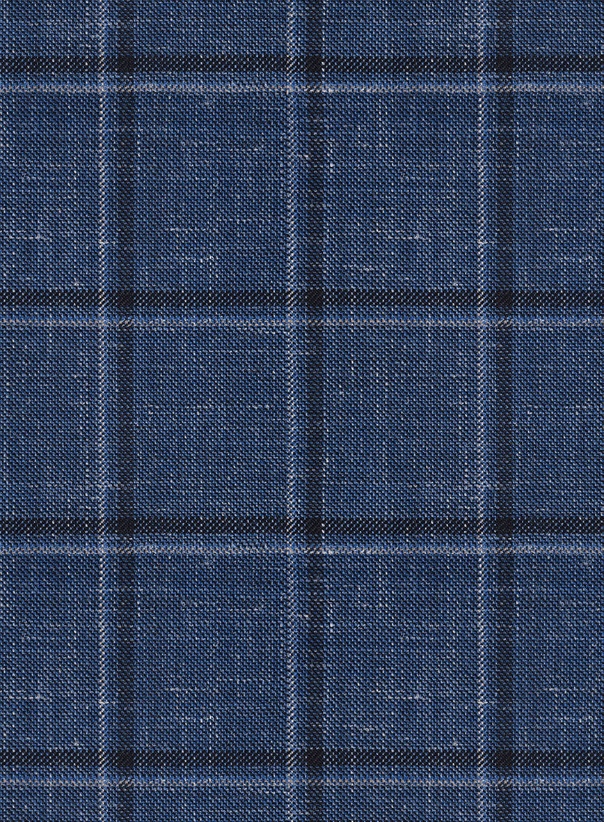 Italian Murano Odi Blue Wool Linen Silk Pants - StudioSuits