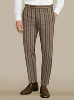Italian Murano Omini Stripe Wool Linen Silk Pants - StudioSuits