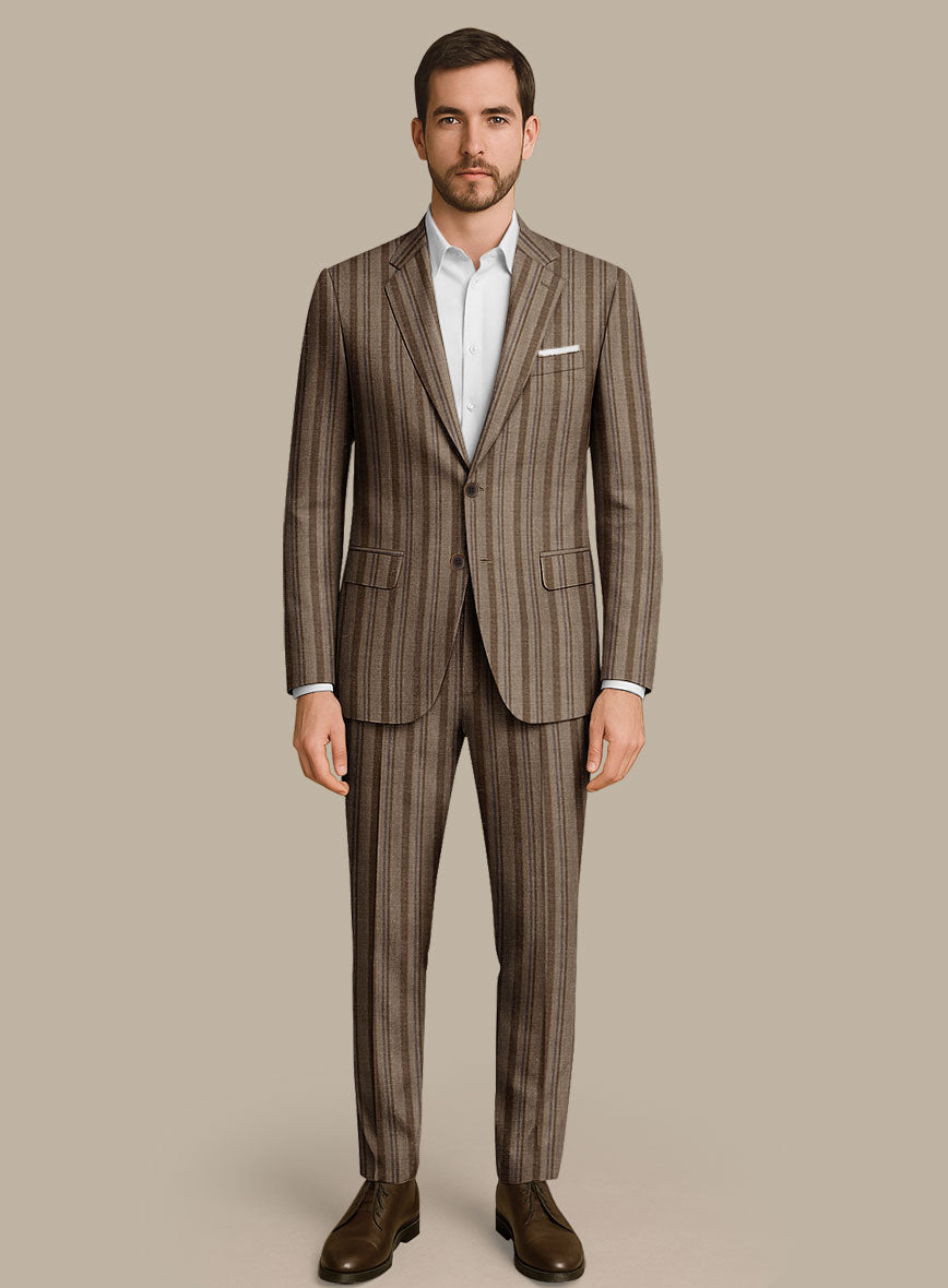 Italian Murano Omini Stripe Wool Linen Silk Suit - StudioSuits