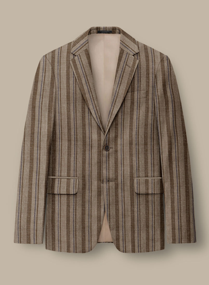 Italian Murano Omini Stripe Wool Linen Silk Suit - StudioSuits