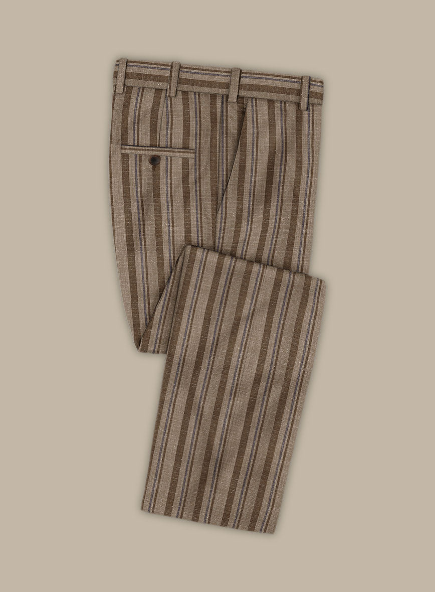 Italian Murano Omini Stripe Wool Linen Silk Suit - StudioSuits