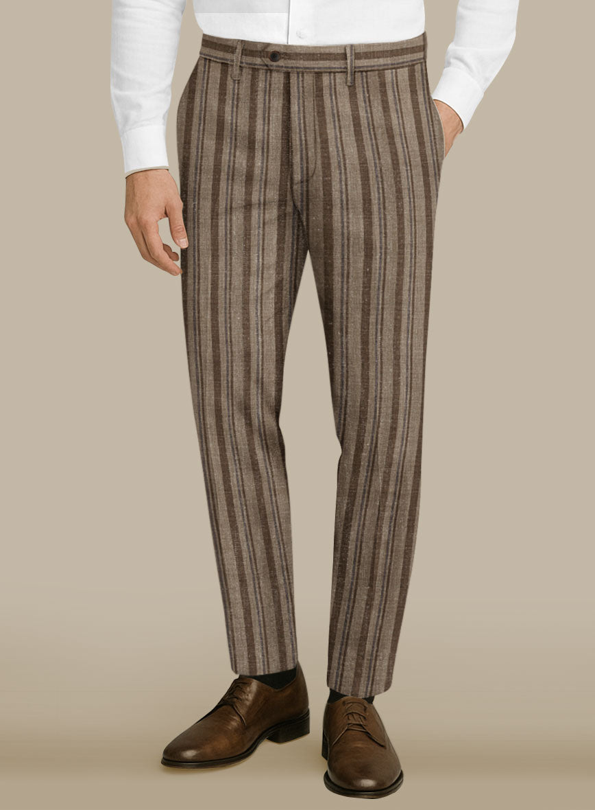 Italian Murano Omini Stripe Wool Linen Silk Suit - StudioSuits