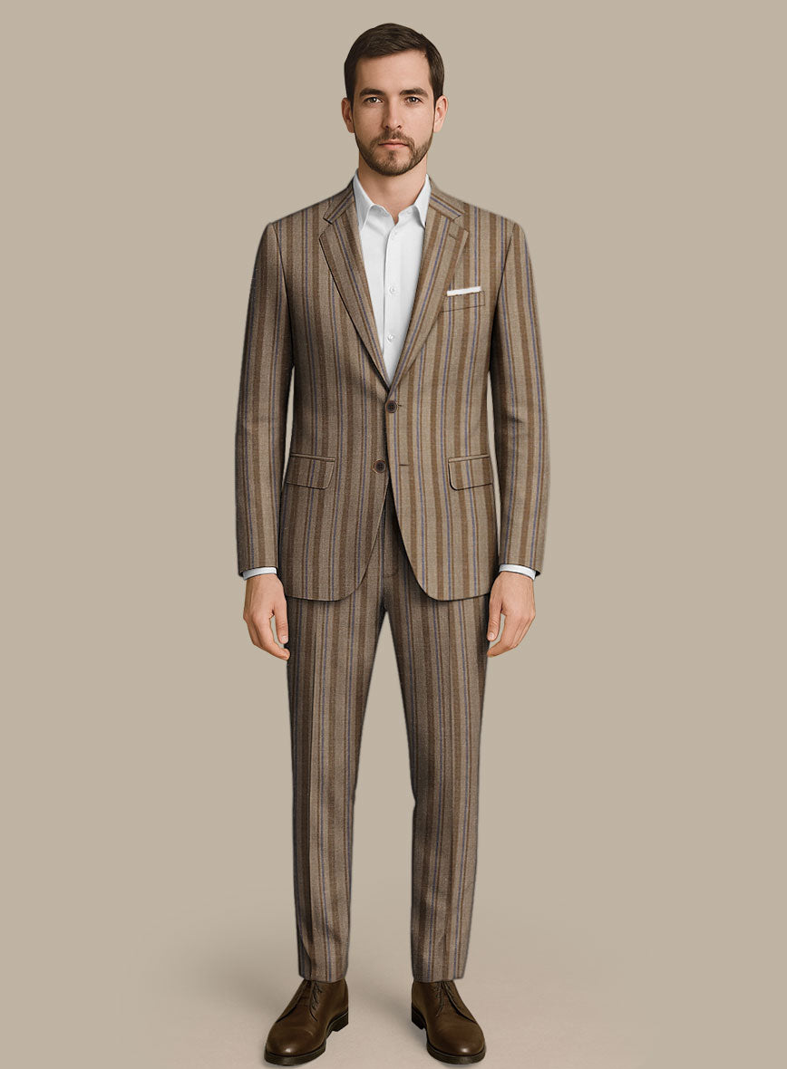 Italian Murano Omini Stripe Wool Linen Silk Suit - StudioSuits