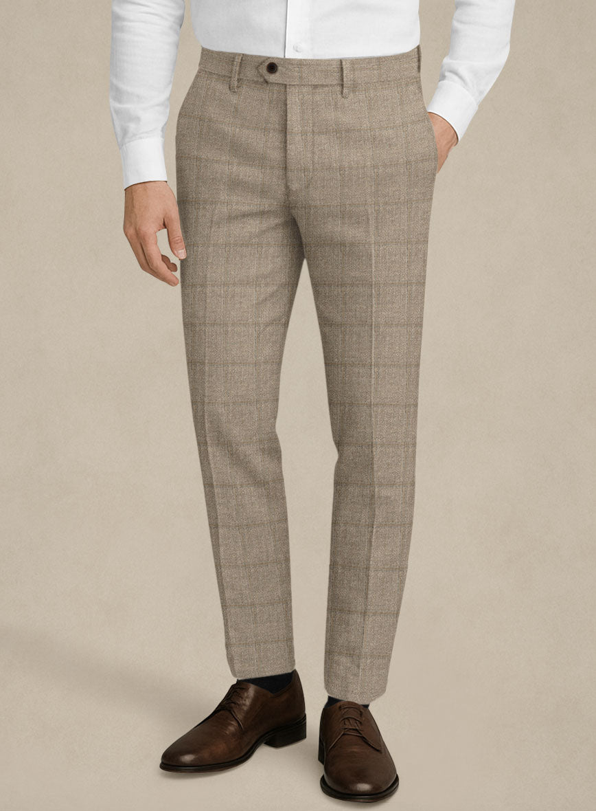 Italian Murano Padro Brown Wool Linen Silk Pants - StudioSuits