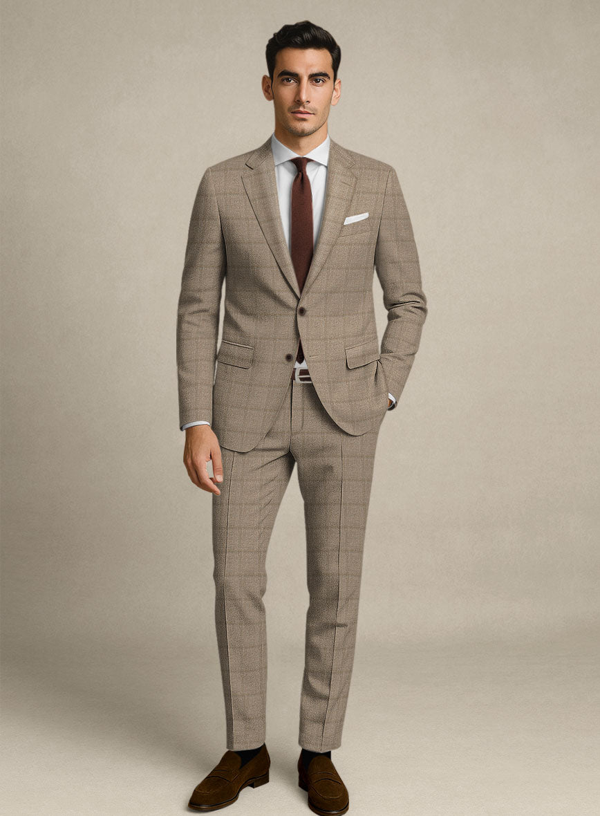 Italian Murano Padro Brown Wool Linen Silk Suit - StudioSuits