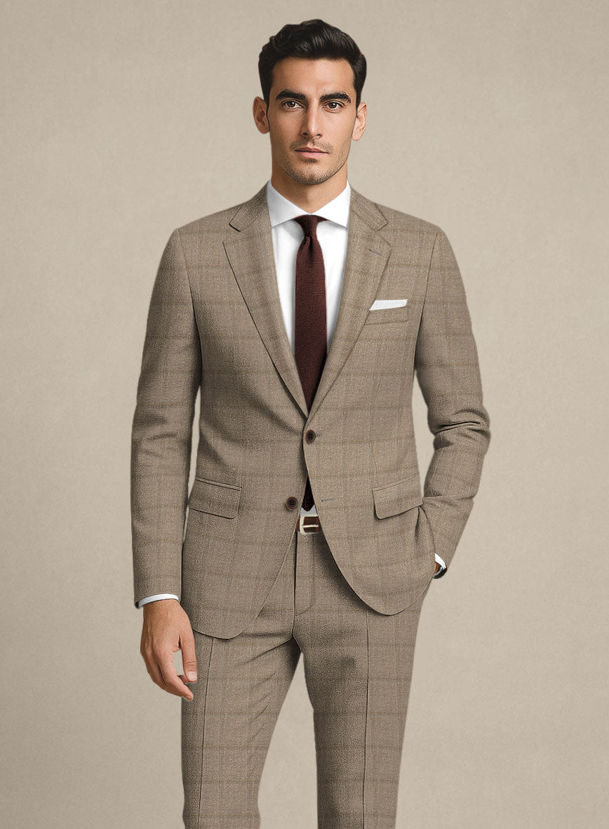 Italian Murano Padro Brown Wool Linen Silk Suit - StudioSuits