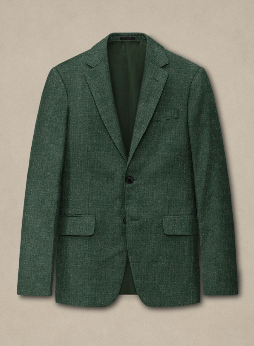 Italian Murano Pine Green Wool Linen Silk Jacket - StudioSuits