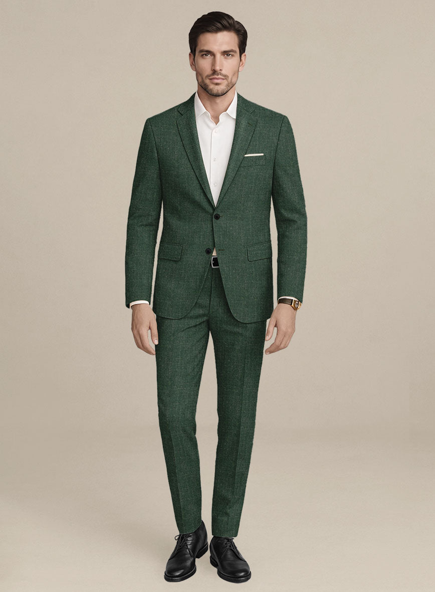 Italian Murano Pine Green Wool Linen Silk Suit - StudioSuits