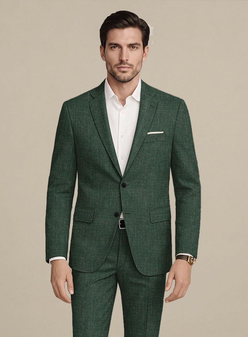 Italian Murano Pine Green Wool Linen Silk Suit - StudioSuits