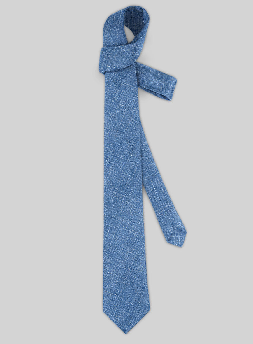 Italian Murano Wool Linen Tie -  Portland Blue - StudioSuits