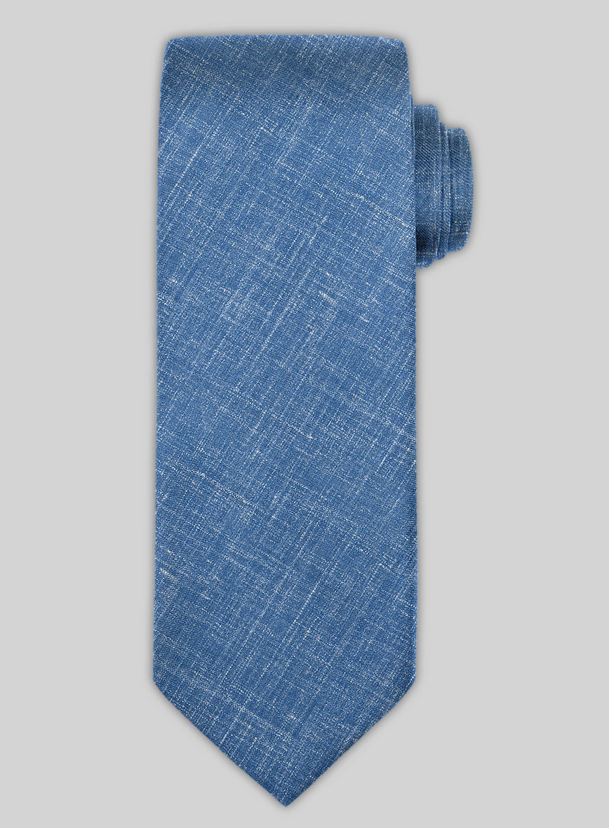 Italian Murano Wool Linen Tie -  Portland Blue - StudioSuits