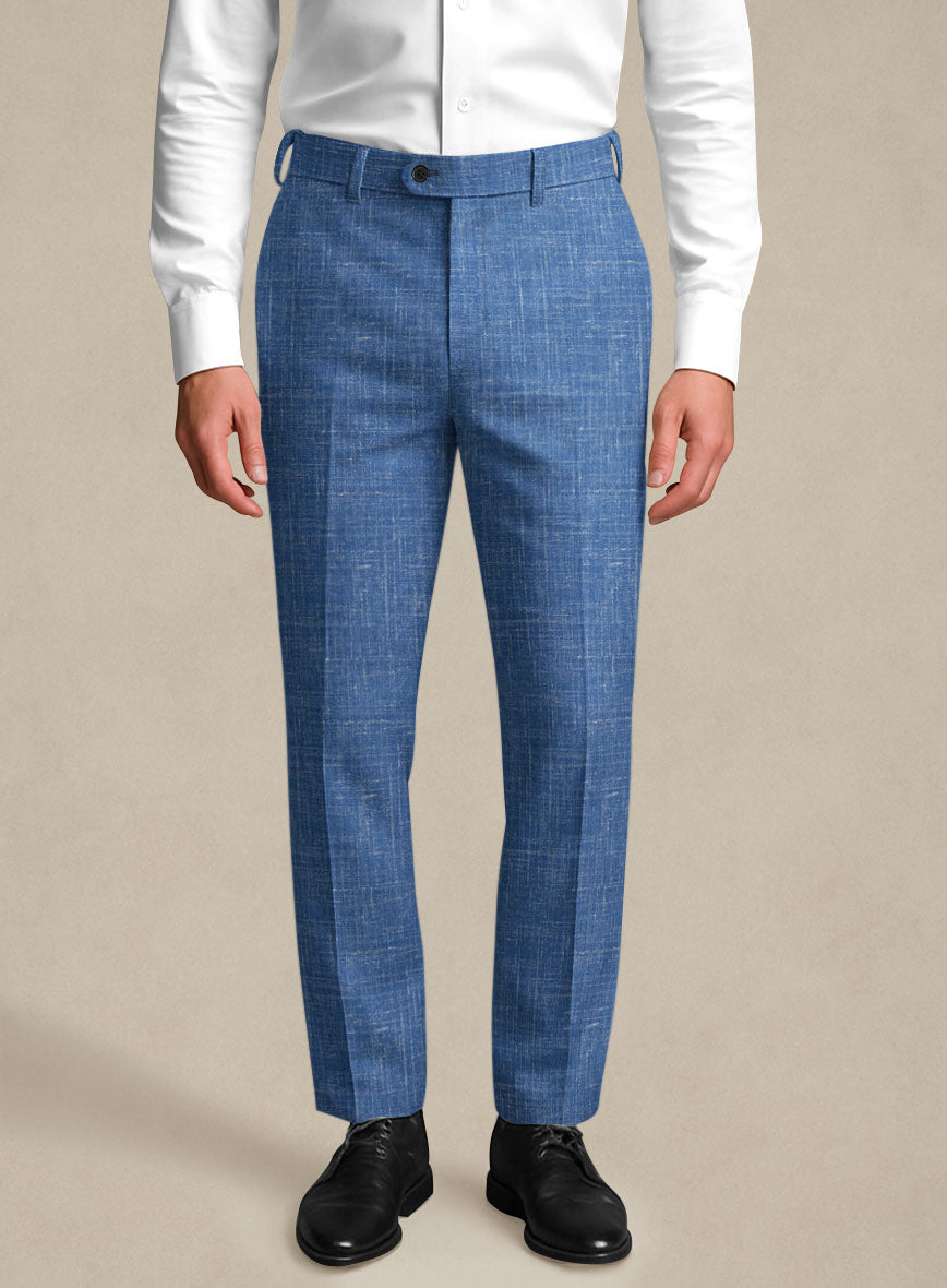Italian Murano Portland Blue Wool Linen Suit - StudioSuits