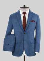 Italian Murano Portland Blue Wool Linen Suit - StudioSuits