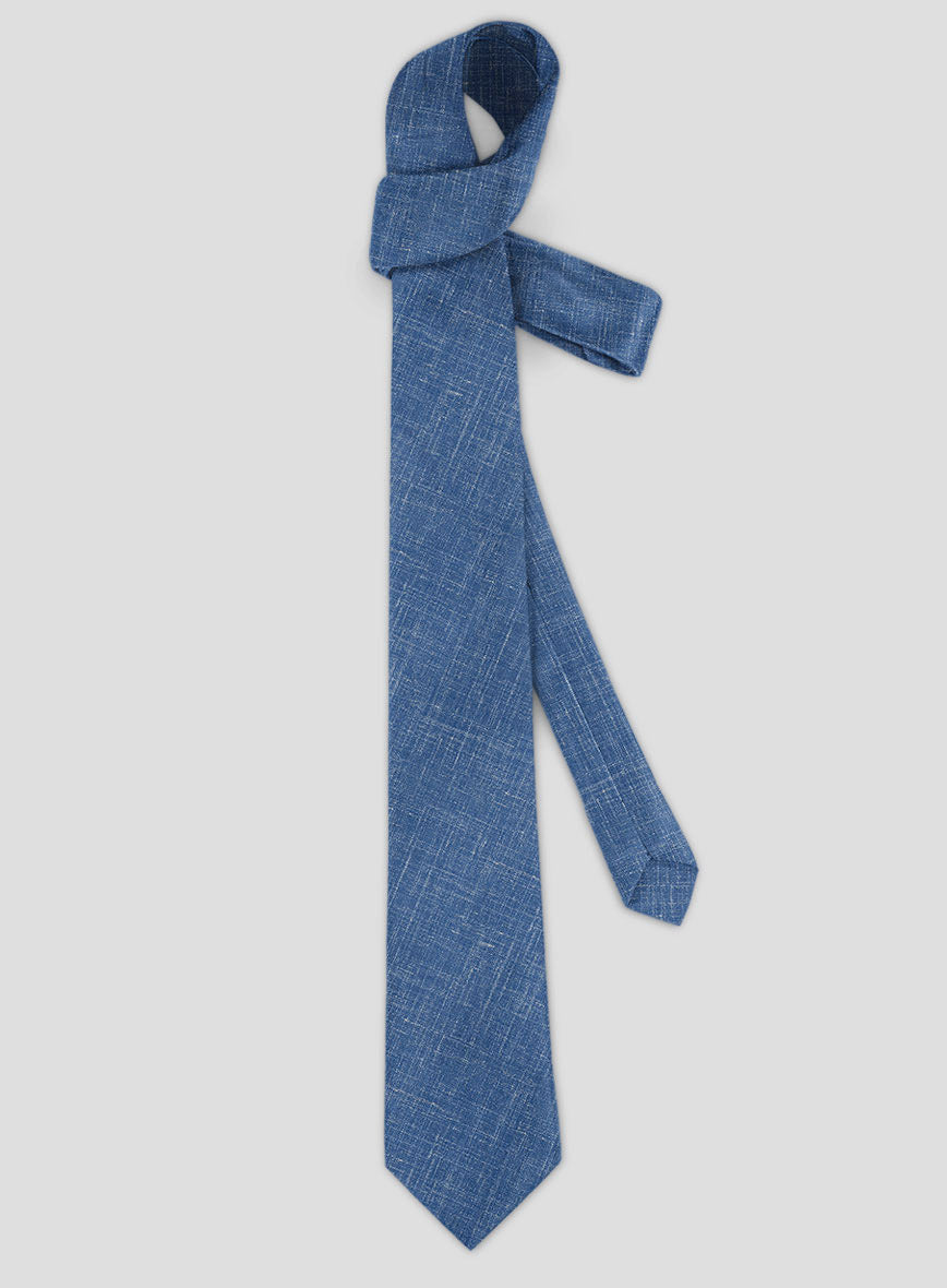 Italian Murano Wool Linen Tie -  Portland Blue - StudioSuits