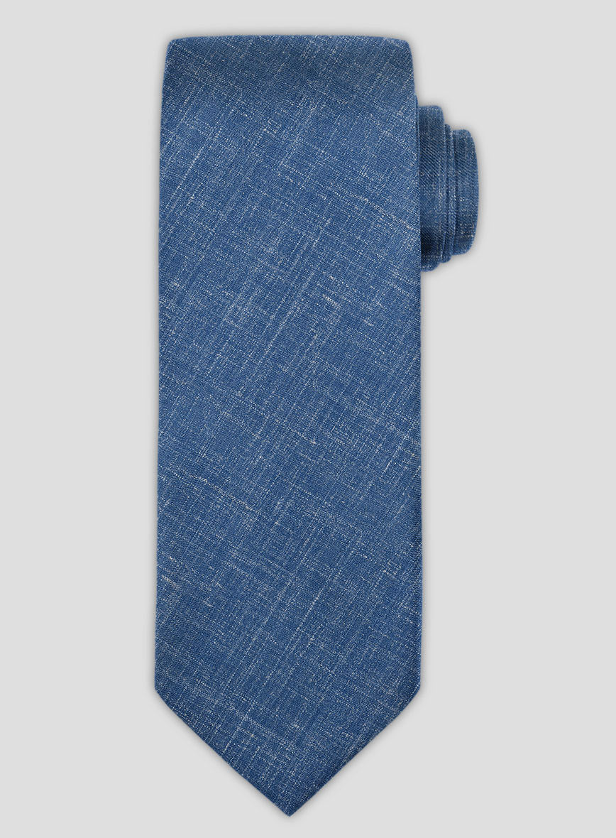 Italian Murano Wool Linen Tie -  Portland Blue - StudioSuits