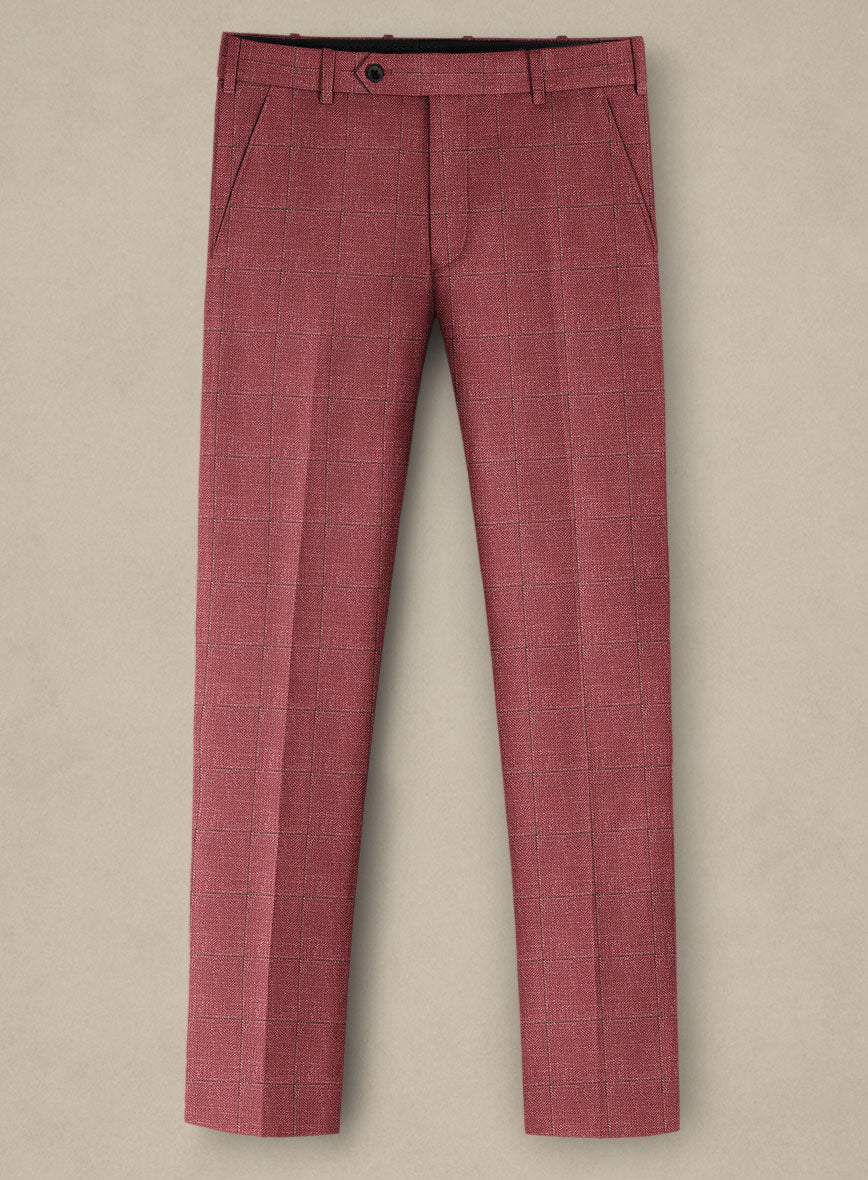 Italian Murano Radon Pink Wool Linen Silk Pants - StudioSuits