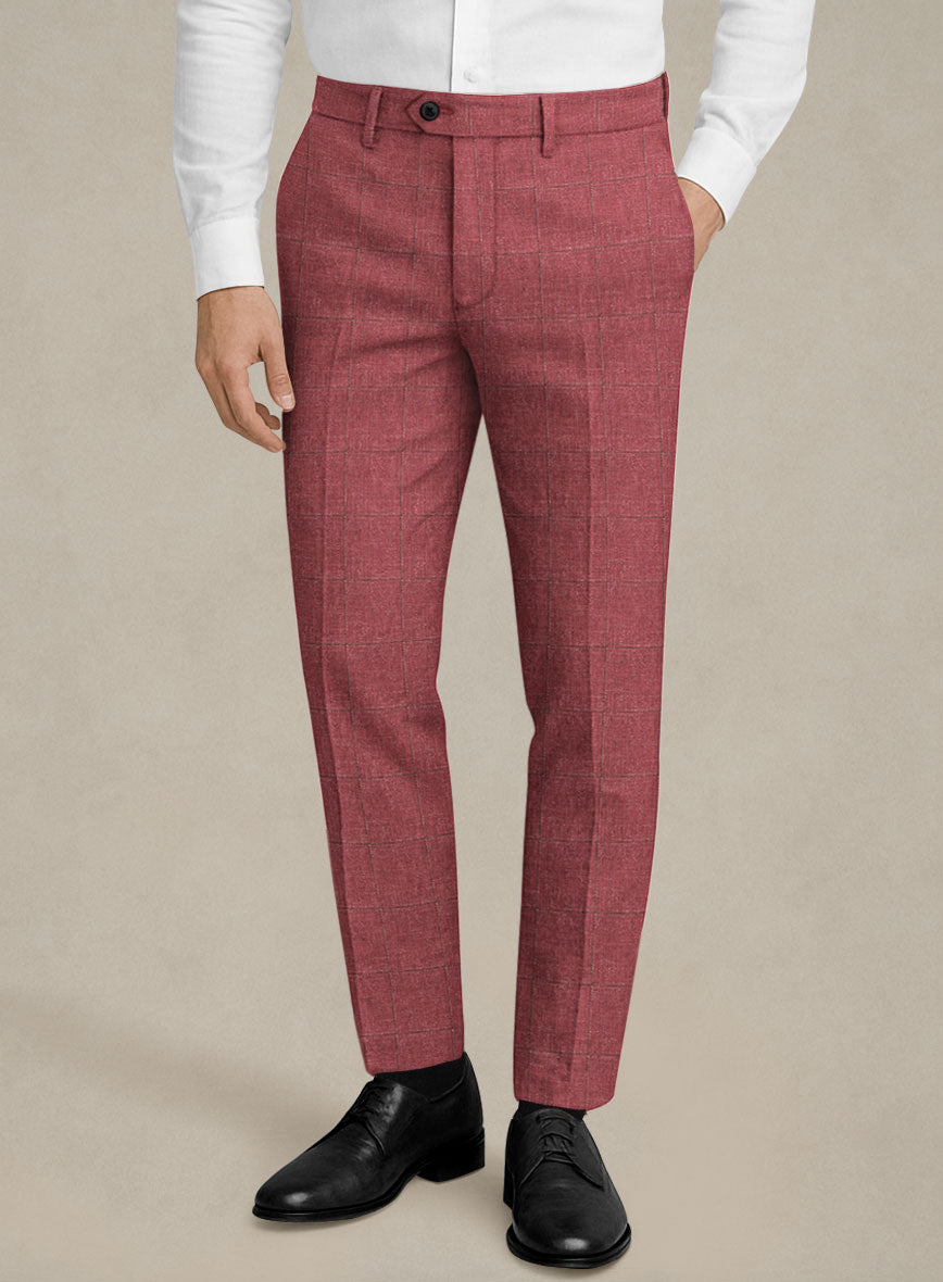 Italian Murano Radon Pink Wool Linen Silk Pants - StudioSuits