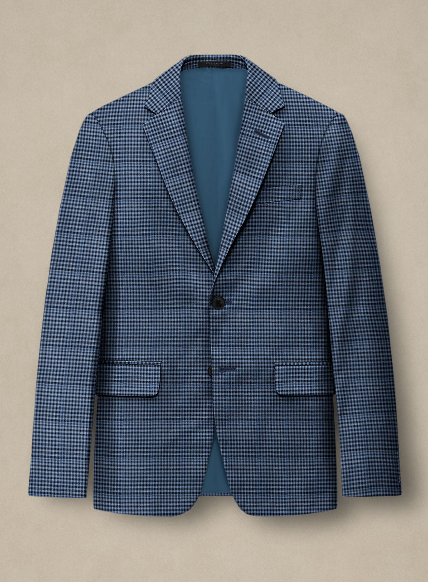 Italian Murano Ramesa Blue Wool Linen Silk Jacket - StudioSuits