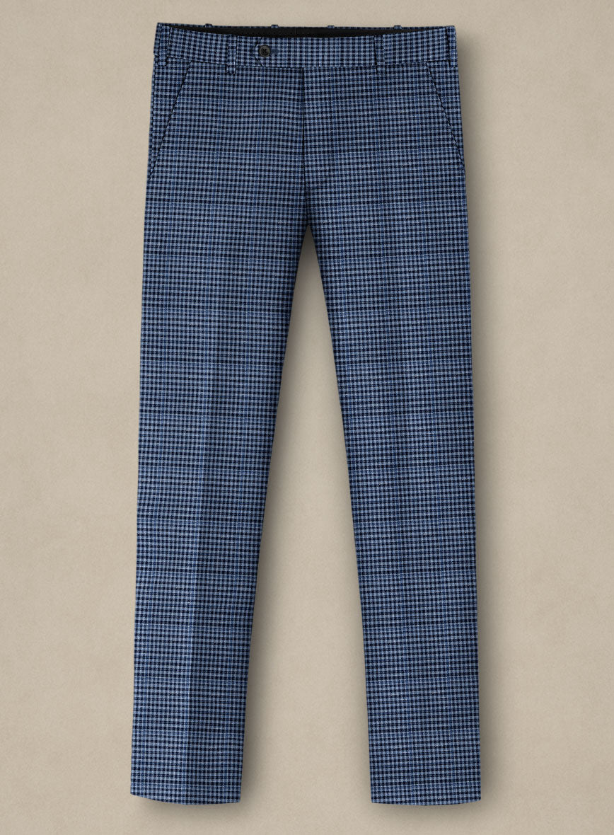 Italian Murano Ramesa Blue Wool Linen Silk Pants - StudioSuits