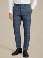 Italian Murano Ramesa Blue Wool Linen Silk Pants - StudioSuits