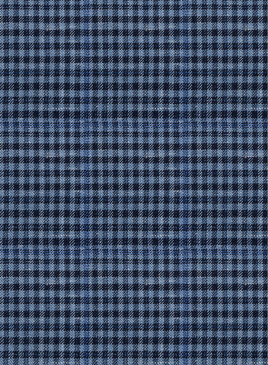 Italian Murano Ramesa Blue Wool Linen Silk Pants - StudioSuits