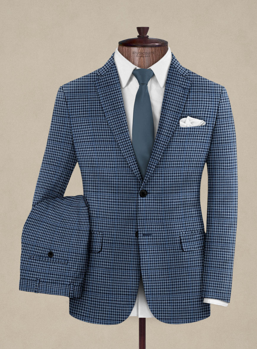 Italian Murano Ramesa Blue Wool Linen Silk Suit - StudioSuits