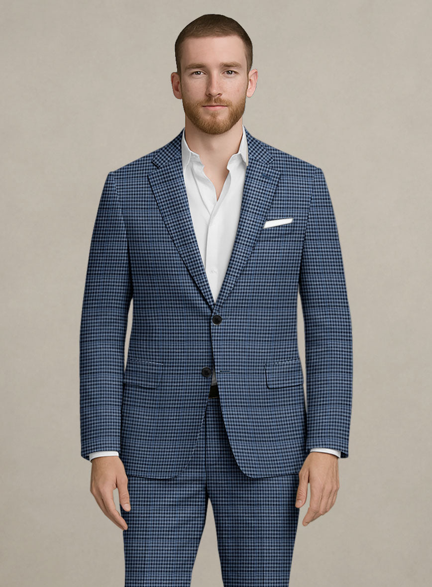 Italian Murano Ramesa Blue Wool Linen Silk Suit - StudioSuits