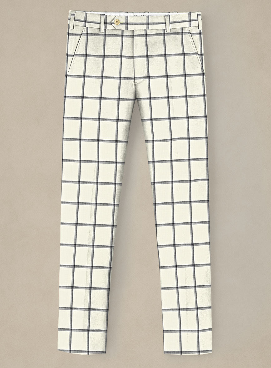 Italian Murano Recamo Ivory Wool Linen Silk Pants - StudioSuits