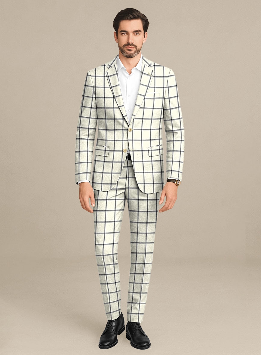 Italian Murano Recamo Ivory Wool Linen Silk Suit - StudioSuits