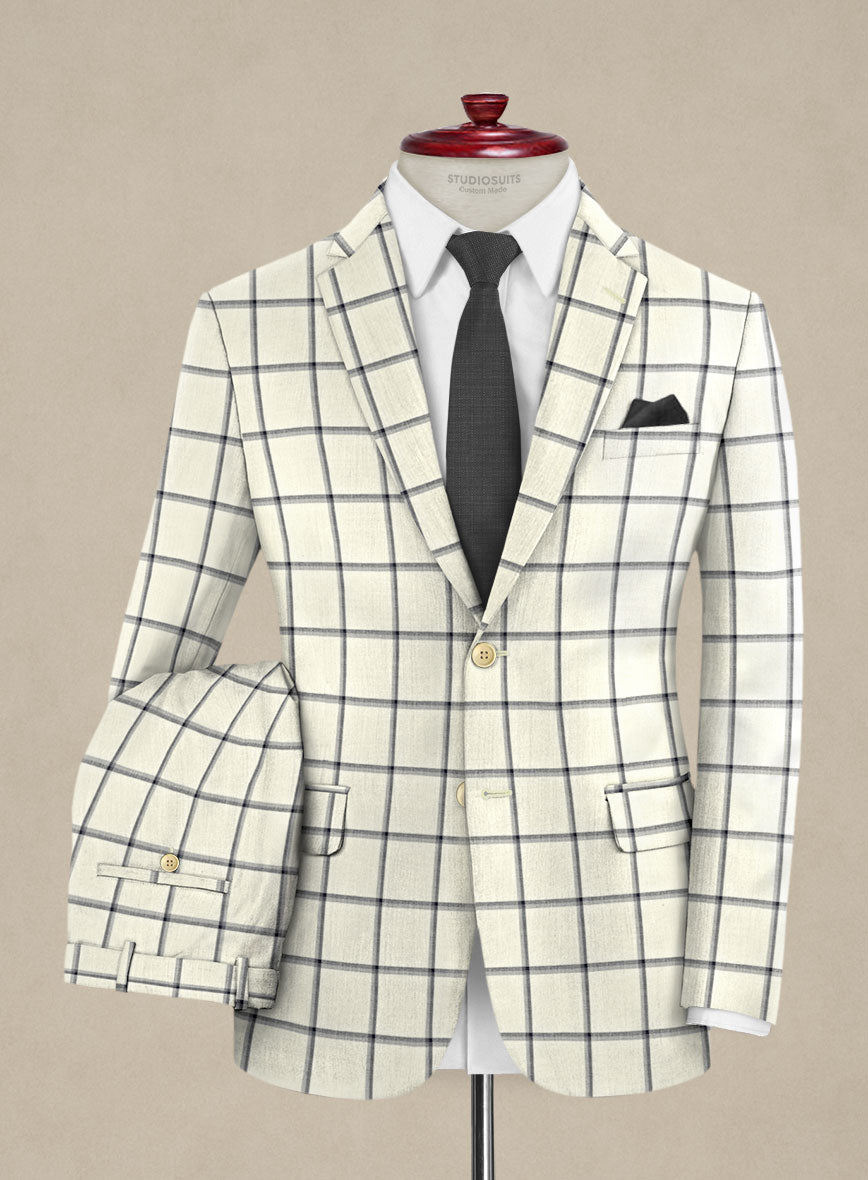 Italian Murano Recamo Ivory Wool Linen Silk Suit - StudioSuits