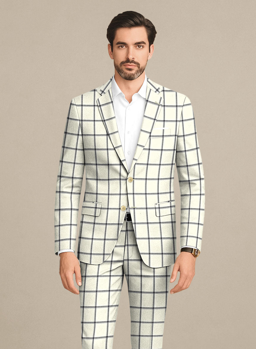 Italian Murano Recamo Ivory Wool Linen Silk Suit - StudioSuits