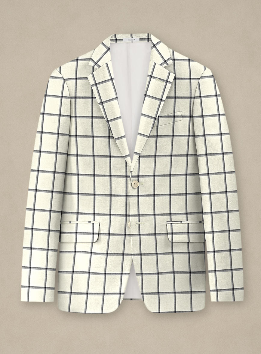 Italian Murano Recamo Ivory Wool Linen Silk Suit - StudioSuits