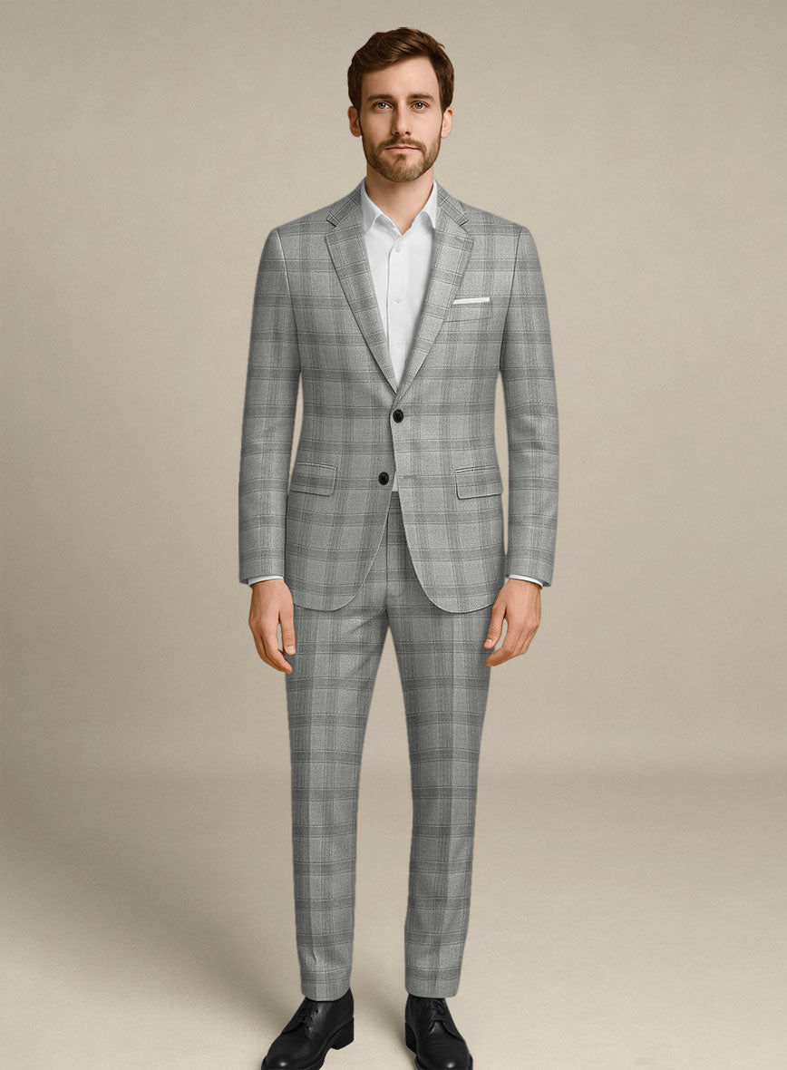 Italian Murano Sageo Gray Wool Linen Silk Suit - StudioSuits